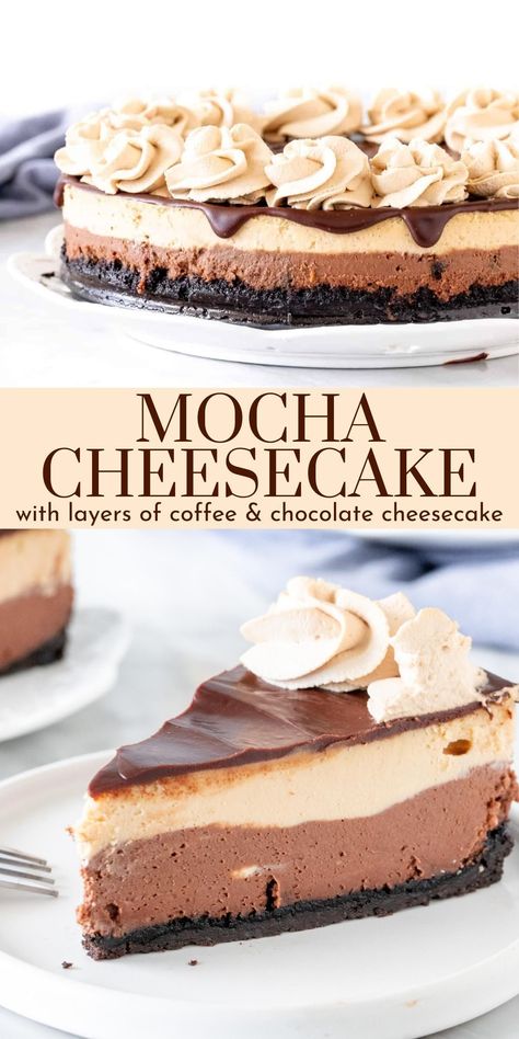 Mocha Flavored Desserts, No Bake Mocha Cheesecake, Chocolate Coffee Cheesecake, Different Types Of Cheesecake, Mocha Cheesecake Recipe, Coffee Cheesecake Recipes, Flavored Cheesecake Recipes, Unique Cheesecake Flavors, Cheesecake Base Recipe