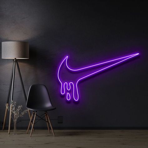 Nike Drip, Neon Gas, Neon Artwork, Nike Neon, Light Up Signs, Sign Maker, Neon Design, Led Stripes, Cute Bedroom Decor