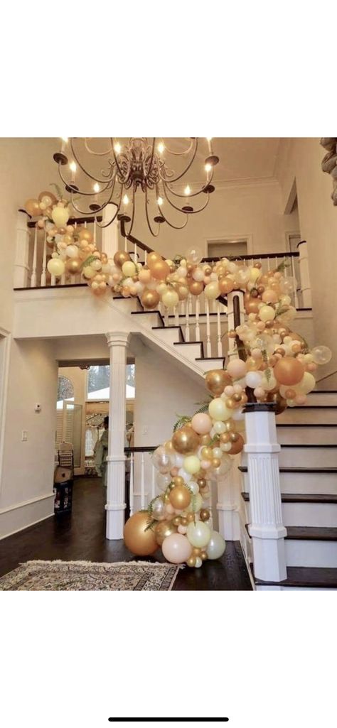 Recruitment Decorations, Welcome Baby Signs, Engagement Balloons, Ocean Baby Showers, Up Stairs, Dance Decorations, Bridal Shower Balloons, Wedding Balloon Decorations, Stair Decor