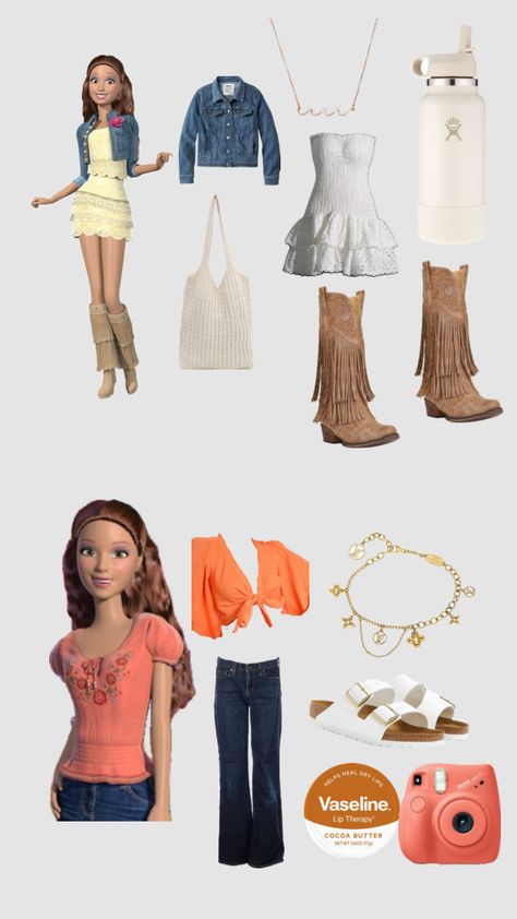 outfits inspired by Barbie characters! #outfitinspo #beauty #vibes #music #preppy #barbie Characters Halloween Costumes, Barbie Outfits Halloween, Barbie Movie Outfits, Barbie Characters, Shuffles Outfits, Preppy Barbie, Character Halloween Costumes, Characters Halloween, Barbie Halloween