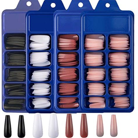 Press on Nails Fake Nail Tips Kit Including: 4 boxes colored glossy false nail, our Press on Nail a, Different Size: total 400pcs tips, 100pcs/boxes, have 10 different sizes (0-9) for different finger., Daily Color: White, Black, Pink, Coffee. Those color are perfect all year round. You also can paint., Easy to Use: just clean your nail bed, apply nail glue/adhesive tabs on nail tips and your nails, t., Fantastic Gift: Suitable forprofessional nail technician on Nail Salon, nail art lover a Rose Body Lotion, Nails Ballerina, Fake Nail Tips, Best Press On Nails, Coffee Nails, Pink Coffee, Coffin Press On Nails, Coffin Shape Nails, Ballerina Nails