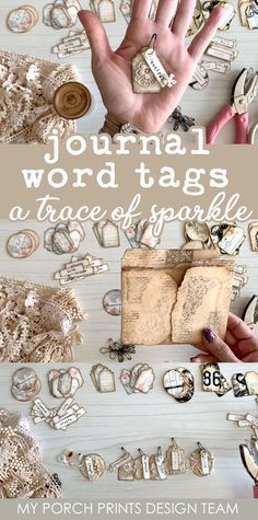 Words For Journaling, Junk Journal Embellishments Ephemera, Vintage Tags Ideas Handmade, Laminator Projects, Easy Junk Journal, Bead Dangles For Junk Journals, Journal Stamps, Me Journal, Junque Journal