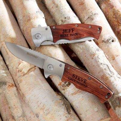 Bed Bath & Beyond Sarge Groomsman Wooden Handle Folding Knife Wooden Pocket Knife, Romantic Gifts For Men, Buck Knife, Groomsmen Gifts Unique, Engraved Pocket Knives, Romantic Gifts For Him, Wooden Knife, Wedding Gifts For Groomsmen, Groomsmen Gifts Personalized