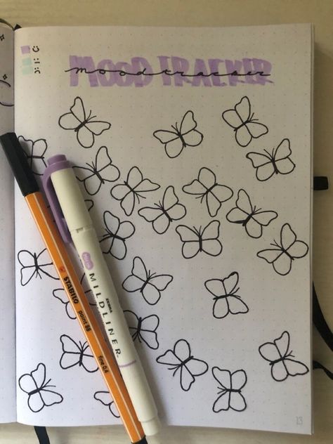 Mood Tracker Book Theme, January Page Ideas, Dot Book Journal Ideas, Purple Mood Tracker, Bujo Purple Theme, Bujo January Mood Tracker, Mood Tracker Journal Ideas, Mood Trackers For Bullet Journal, Butterfly Bujo Theme