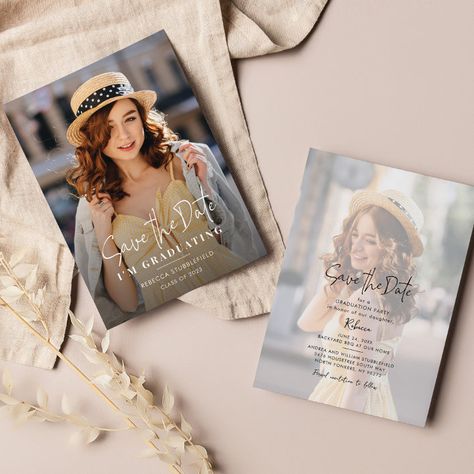 Graduation Save the Date Photo Party Announcement - College Graduation Presents Save The Date Graduation, Graduation Save The Date, Graduation Party High, Photo Party, Graduation 2024, Date Photo, High School Graduation Party, Graduation Presents, Photo Save The Date