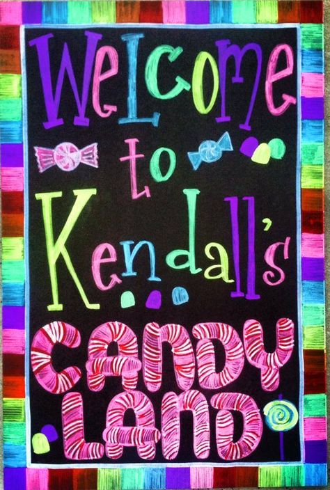 Welcome to Candyland Birthday Chalkboard Sign / Kids Party / Children Birthday Party / Candy Land / to check out more projects and to order visit www.facebook.com/charlestonchalkchick Candy Land Sign, Candyland Sign, Welcome To Candyland, Candy Land Cupcakes, Candy Land Birthday Party, Cupcake Birthday Party, Candy Birthday Party, Welcome Board, Candyland Birthday