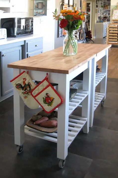 Kitchen Island IKEA Hacks So Creative You've Got to See Ikea Ekestad, Kitchen Island Hack, Ikea Deco, Kitchen Islands Ideas With Seating, Ikea Island, Kitchen Island Storage, Ikea Hack Kitchen, Ikea Kitchen Island, Kitchen Ikea