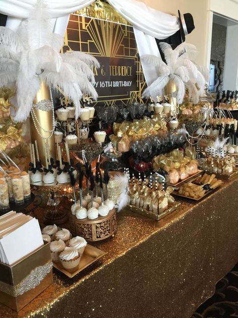 Great Gatsby Birthday Party Ideas | Photo 1 of 12 | Catch My Party Festa All Black, Backyard Bonfire Party, Gatsby Wedding Party, Great Gatsby Party Decorations, Roaring 20s Birthday Party, Gatsby Birthday Party, Gatsby Party Decorations, Speakeasy Party, Great Gatsby Themed Party