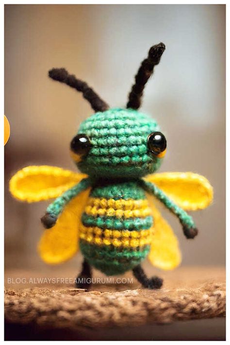 Amigurumi Cute Firefly Crochet Free Pattern Firefly Crochet Pattern Free, Crocheted Bugs, Insect Crochet Pattern Free, Lightning Bug Crochet Pattern, Crochet Insects, Crochet Fly, Crochet Bugs And Insects Free Pattern, Amigurumi Insects, Bug Crochet