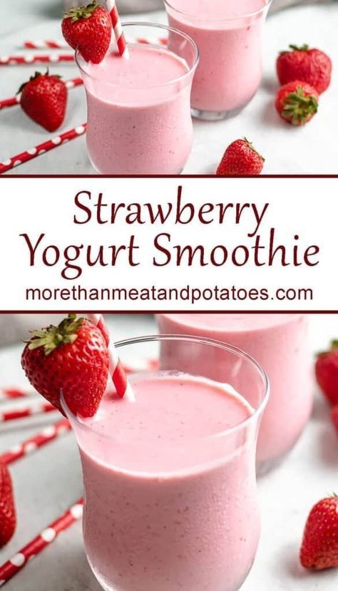 Strawberry yogurt smoothies for extreme rapid weight loss Yogurt Smoothies Healthy, Creative Pancake Recipes, Greek Yogurt Smoothie Recipes, Yogurt Smoothie Recipes, Strawberry Greek Yogurt, Eggs Casserole, Strawberry Yogurt Smoothie, Fruity Breakfast, Soft Diet