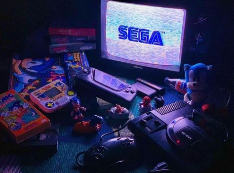 Blue Gamer Aesthetic, Retro Gamer Aesthetic, 2000s Arcade, Sega Retro, Arcade Aesthetic, 90s Games, 90s Video Games, Gamer Aesthetic, Blue Game