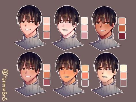 Palette Art, Skin Color Palette, Digital Painting Tutorials, Anime Drawings Tutorials, Digital Art Tutorial, Facial Expressions, Art Anime, Drawing Base, الرسومات اللطيفة