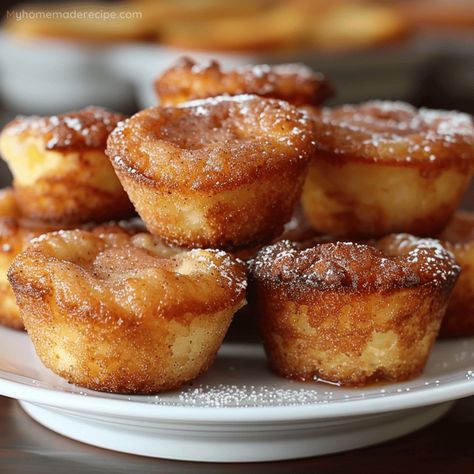 Easy Cinnamon Sugar French Toast Muffins Recipe - My Home Made Recipe Cinnamon Sugar French Toast Muffins, Mini Muffin Recipes, French Toast Muffins Recipe, Cinnamon Sugar French Toast, Authentic Cajun Recipes, Mini Pastry, Cinnamon Sugar Recipes, Breakfast Kitchen, French Toast Muffins