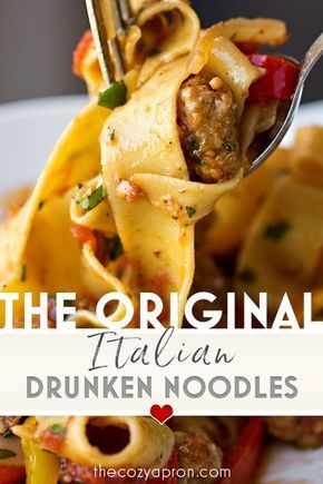 Italian Drunken Noodles, Pasta With Meat, Drunken Noodles, Famous Recipe, Pasta Dinners, Pasta Dinner Recipes, Idee Pasto Sano, Pasta Pasta, Noodle Dishes