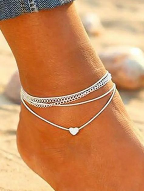 Elephant Anklet, Heart Ankle Bracelet, Beautiful Anklet, Heart Anklet, Beach Love, Beach Anklets, Summer Fashion Beach, Love Jewelry, Layered Chains