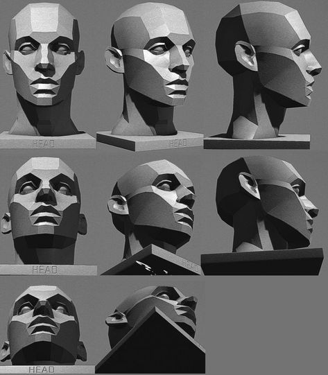 Head Bust Drawing Reference, Asaro Head Lighting Reference, Head Structure Reference, Asaro Head Study, Face Structure Reference, Asaro Head, Face Planes, Planes Of The Face, Head Reference