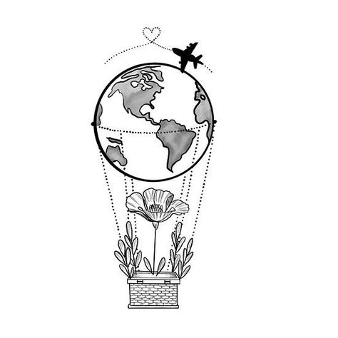 Croquis, Wanderlust Drawing, Wanderlust Illustration, Globe Tattoos, Dibujos Tattoo, Exhibition Room, Cute Little Tattoos, Gorgeous Tattoos, Travel Drawing