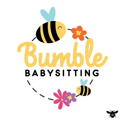 Bright cheerful childcare babysitter logo with bees and flowers Babysitter Logo Ideas, Babysitting Logo Ideas, Ideas For Babysitting, Daycare Logo Design, Kk Logo, Childcare Logo, Kids Clothing Store Design, Daycare Logo, Family Daycare