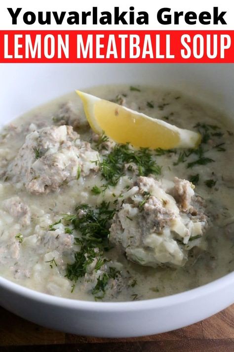 How to make a traditional Youvarlakia recipe. Our easy Greek Lemon Soup features tender beef & rice meatballs sprinkled with fresh dill. Lemon Meatballs, Rice Meatballs, Greek Lemon Soup, Soup With Beef, Easy Healthy Soup, Easy Soup Recipes Healthy, Healthy Rice Recipes, Meatballs And Rice, Lemon Soup