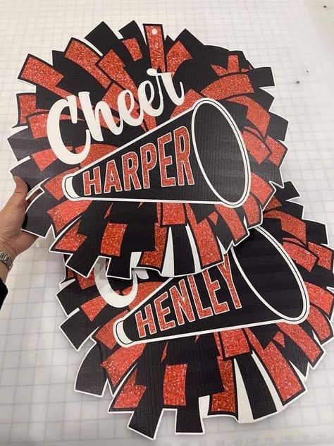 Cheer Camp Door Decorations, Cheerleading Locker Decorations, Cheer Locker Decorations, Basketball Locker Decorations, Football Locker Decorations, Cheer Decorations, Cheer Nationals, Cheer Box, Dorm Door Decorations