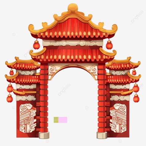 chinese gate architecture isolated on white background chinese gate architecture isolated on white Chinese Building Illustration, Door Lanterns, Chinese Gate, Logo Cloud, Building Illustration, Marketing Poster, Vector Graphics Design, Photo Logo Design, Ancient Buildings