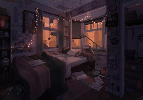 Anime Bedroom Illustration, Here Fm Backgrounds Aesthetic, Room Aesthetic Illustration, Oc Bedroom Drawing, Cozy Room Drawing Sketch, Lofi Aesthetic Room Ideas, Cartoon Bedroom Aesthetic, Dark Bedroom Drawing, Here Fm Backgrounds Room