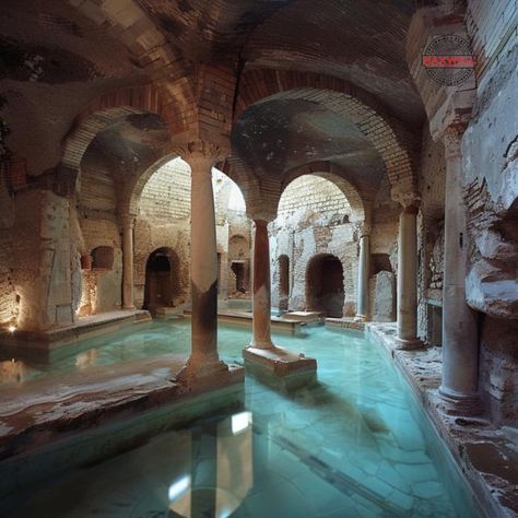 The Thermae of Diocletian, the largest baths in ancient Rome, could accommodate up to 3,000 people and featured advanced heating systems beneath the floors and in the walls, a precursor to modern central heating. These baths highlight ancient Rome's mastery of engineering and luxury.    #ancientheating #romanbaths #engineeringmarvels #ancientplumber #plumbingpioneers #historicalengineering #sanitarylegacy #timetravel #nyc #ilovenyc #nycplumbing #maxwellplumb #plumbingfact #plumbinghistory Roman Bath House Art, Ancient Greek Bathhouse, Baths Of Diocletian, Ancient Bath House, Roman Bath House Aesthetic, Ancient Roman Baths, Roman Baths Aesthetic, Thermal Bath Architecture, Ancient Rome House