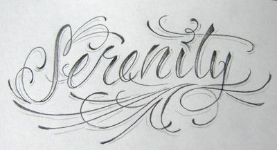 Daily Script 2: Serenity by JoshDixArt.deviantart.com on @DeviantArt Serenity Name Tattoo, Serenity Tattoo Fonts, Serenity Tattoo Ideas, Serenity Tattoo Symbol, Serenity Tattoo, Calligraphy Tattoo Fonts, Tattoo Text, Wolf Paw Print, Script Tattoos