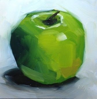 I simply love a green apple painting...the simpler the better... Angela Moulton, Fruit Paintings, Apple Painting, Food Painting, Still Life Oil Painting, Fruit Painting, Art Still Life, Still Life Paintings, Daily Painting