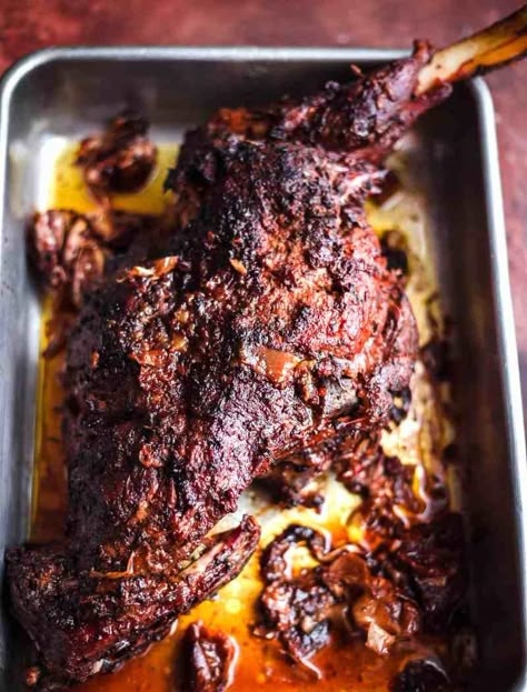 The MOST tender Leg of Lamb Slow Cook Lamb Leg, Slow Cooked Lamb Leg, Slow Cooked Leg Of Lamb, Tik Tok Pasta, Leg Of Lamb Recipes, Saffron Syrup, Gigi Hadid Pasta, Hadid Pasta, Lamb Roast Recipe