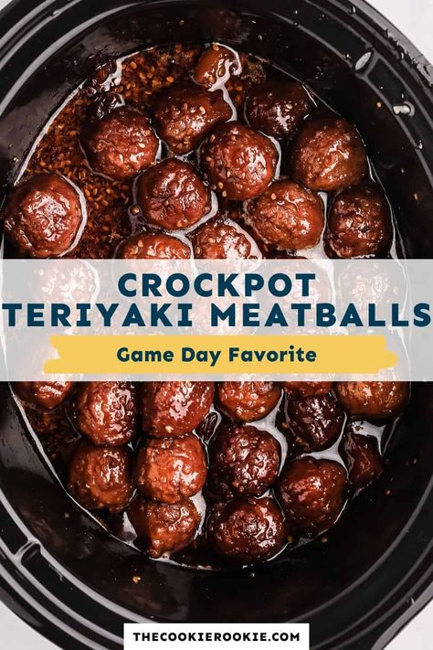 Crockpot Teriyaki Meatballs are melt in the mouth and coated with a delicious Teriyaki Sauce. So easy to make and perfect for pleasing the crowd on game day! Game Day Crockpot Recipes, Teriyaki Meatballs Crockpot, Crockpot Meatball Recipes, Crockpot Teriyaki, Teriyaki Meatballs Recipe, Superbowl Food Appetizers, Super Bowl Food Easy, Frozen Meatball Recipes, Meatball Recipes Crockpot