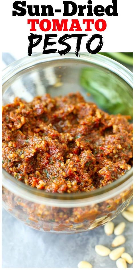 Sun Dried Tomato Pesto Recipe, Red Pesto Recipe, Pesto Recipes Dinner, Tomato Pesto Recipe, Best Pesto Recipe, Easy Pesto Recipe, Tomato Basil Pesto, Sun Dried Tomato Pesto, Basil Pesto Recipe