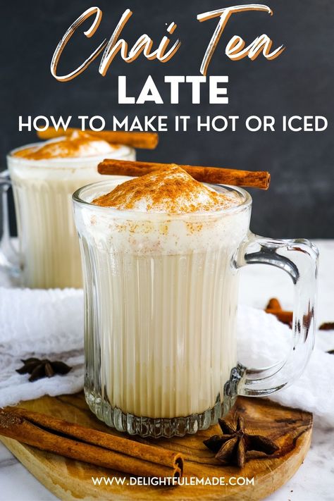 EASY Starbucks Chai Tea Latte Recipe {How to Make Hot or Iced} Spiced Chai Tea Recipe, Copycat Starbucks Chai Tea Latte, Hot Chai Tea Latte Starbucks, Chi Latte Recipe, Chi Tea Latte Recipe, Hot Latte Recipe, Tazo Chai Tea Latte Recipe, Chi Tea Recipe, Vanilla Chai Tea Latte Recipe