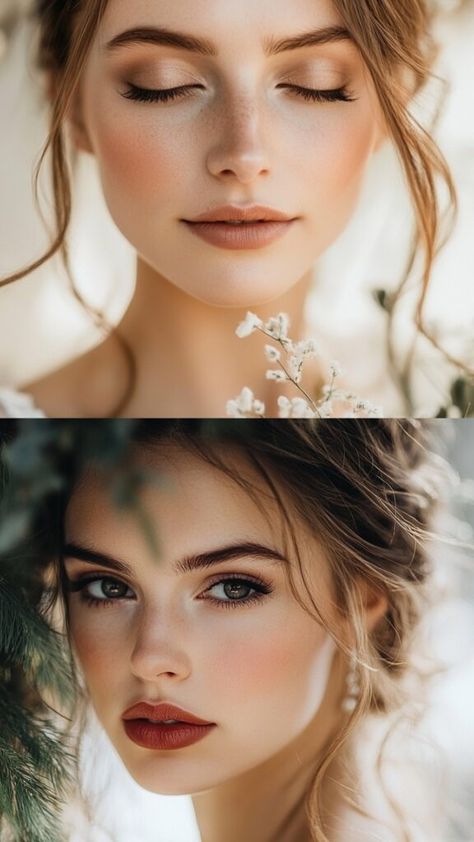 Soft Fall Bridal Makeup, Enchanting Wedding Makeup, Romantic Bride Makeup, Wedding Makeup Hooded Eyes Brides, Fairy Bridal Makeup, Whimsical Bridal Makeup, Glam Makeup Looks Wedding, Outdoor Photoshoot Makeup, Simple Natural Wedding Makeup