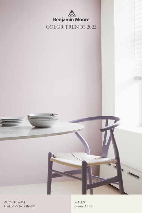 Lavender Paint Colors Bedroom, Benjamin Moore Hint Of Violet, Hint Of Violet Benjamin Moore, Vintage Bedroom Paint Colors, Lavendar Paint, Light Purple Paint Colors, Lavendar Walls, Violet Paint Colors, Lavender Paint Colors