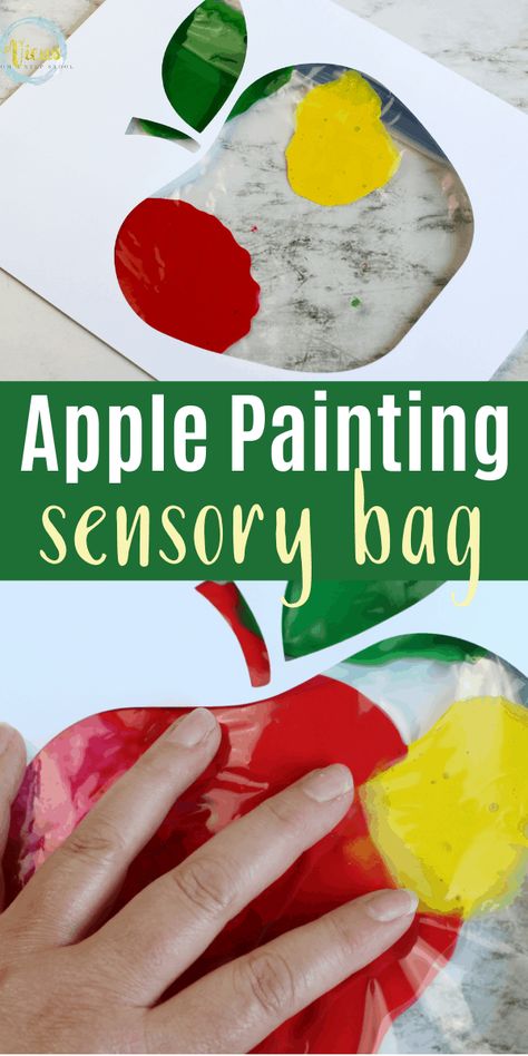 Apple Sensory Bottle, Apple Activities For Infants, Apple Sensory, Sensory Painting, Apple Lesson Plans, Nanny Ideas, Apple Classroom, Preschool Apple Theme, September Preschool