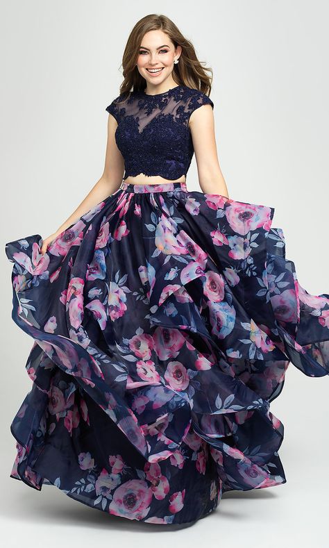 Floral Print Prom Dress, Floral Skirt Outfits, Printed Prom Dresses, Madison James, Long Gown Design, Lehnga Dress, Gaun Fashion, Long Gown Dress, Long Dress Design