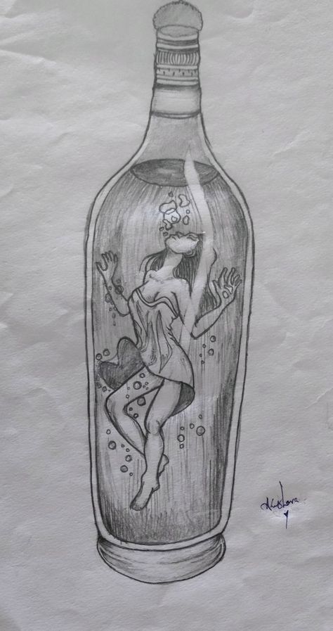 Bottled Emotions Art, Person In Bottle Drawing, Snake In A Bottle Tattoo, Alcoholic Drawing Sketches, Bottling Up Emotions Art, Bottled Up Emotions Tattoo, Bottled Up Emotions Art, Alcohol Art Bottle, Poison Drawing