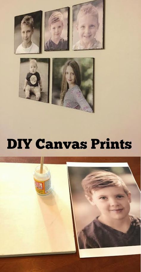 DIY Canvas prints. So easy and so cheap! Diy Canvas Pictures, Picture Canvas Wall Ideas, Canvas Picture Wall Ideas, Mod Podge Pictures, Canvas Photo Transfer, Soft Character, Diy Canvas Photo, Budget Interior Design, The Perfect Kitchen