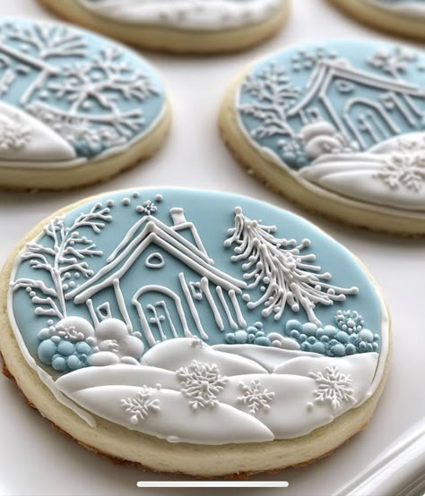 Frosted Cookies Designs, Winter Cookie Decorating, Winter Wonderland Cookies, Winter Cookies Decorated, Winter Sugar Cookies, Wonderland Cookies, Vine Ideas, Buttery Sugar Cookies, Christmas Sugar Cookies Decorated