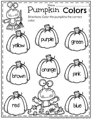 Color Pumpkins Worksheet, Preschool Crafts For October, Preschool Fall Question Of The Day, Pumpkin Abc Activities, Pumpkin Preschool Worksheets, Coloring In The Lines Preschool, Fall Morning Work Preschool, All About Pumpkins Preschool, Pumpkin Counting Preschool