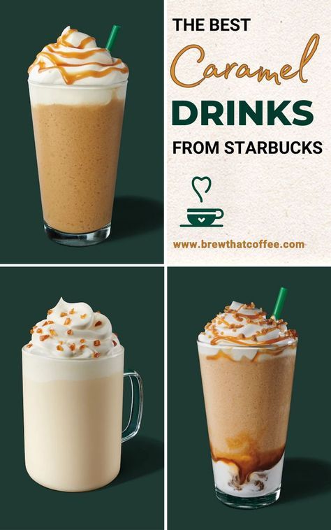 Can't get enough caramel Starbucks drinks? If you're looking to shake things up, try these delicious Starbucks secret menu and regular menu caramel drinks! #starbucks #starbuckssecretmenu #coffee #brewthatcoffee Starbucks Recipes Hot Drinks, Caramel Starbucks Drinks, Caramel Coffee Drinks, Starbucks Caramel Drinks, Iced Macchiato, Drinks From Starbucks, Starbucks Frappuccino Recipe, Drinks At Starbucks, Caramel Drinks