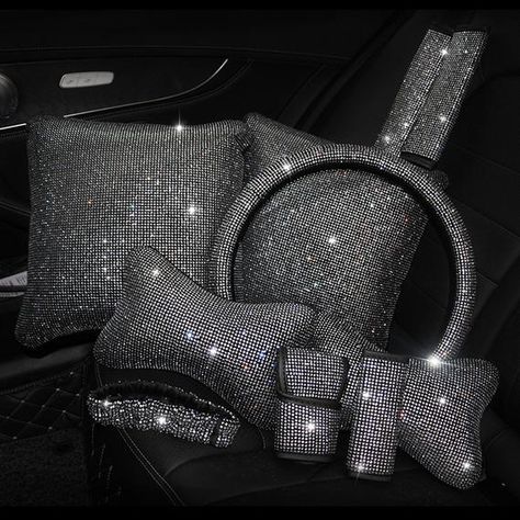 Rhinestone Car Interior Accessories Car Necessities, Lexus Interior, Bling Car Accessories, New Car Accessories, Neck Pillows, Girly Car Accessories, Bling Rhinestones, Volkswagen New Beetle, Car Modification