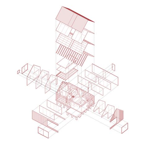 Architecture Form Diagram, Structural Axonometric Architecture, Axonometric Diagram Architecture, Exploded Axonometric Diagram, Architecture Axonometric Diagram, Exploded Axonometric Drawing, Structural Axonometric, Architecture Axonometric Drawing, Architectural Axonometric