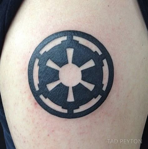 Star Wars Galactic Empire tattoo Empire Tattoo Star Wars, Galactic Empire Tattoo, Star Wars Empire Tattoo, Star Wars Tattoo For Men, Star Wars Empire Logo, Stormtrooper Tattoo, Star Wars Tattoo Ideas, Star Wars Galactic Empire, Empire Symbol