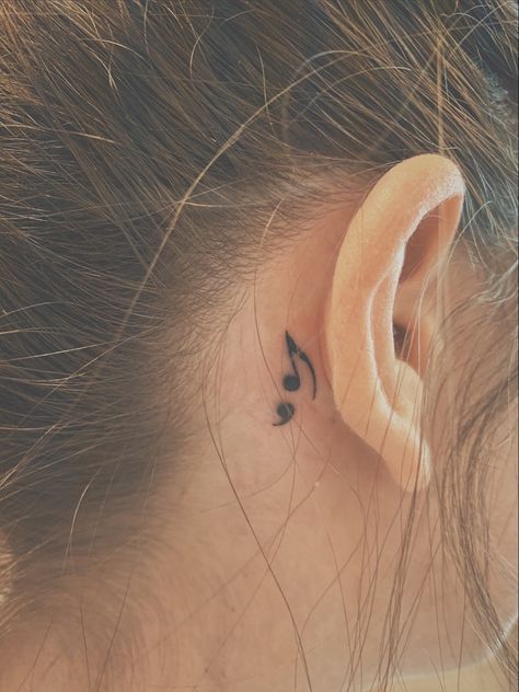 Music Behind Ear Tattoo, Music Note Behind Ear Tattoo, Music Note Tattoo Behind Ear, Notes Tattoo, Music Notes Tattoo, Music Note Tattoo, Note Tattoo, Wings Tattoo, Music Note