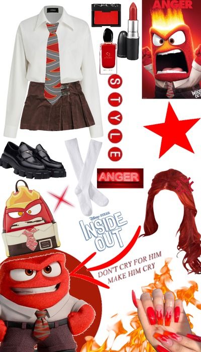 ANGER🔥 Outfit | ShopLook Anger Costume Female, Anger Inside Out Outfit, Anger Inside Out Halloween Costume, Anger From Inside Out Costume, Anger Inside Out Costume, Birthday Surprise Kids, General Outfit, Inside Out Costume, Disney Bound Outfits Casual