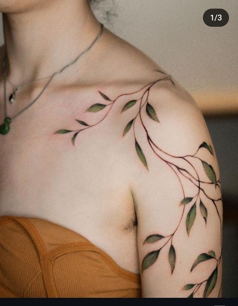 Leaves And Branches Tattoo, Vine Tattoo On Arm Women, Sage Vine Tattoo, Blue Vine Tattoo, Vintage Vine Tattoo, Vines All Over Body Tattoo, Ivy Sleeve Tattoos For Women, Arm Ivy Tattoo, Lotus Flower Tattoo With Vines