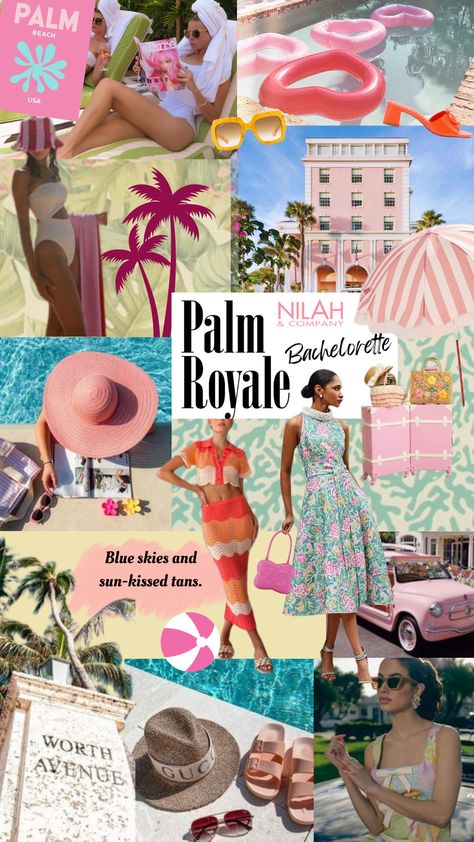 This is your sign to have your bachelorette party in Palm Beach, FL! Palm Spring Theme Party, West Palm Bachelorette Party, Palm Royale Party Outfit, Bahama Bachelorette Party, Palm Beach Bachelorette Theme, Beverly Hills Bachelorette Party, Palm Royale Bachelorette, Pink Beach Bachelorette Party, West Palm Beach Bachelorette Party