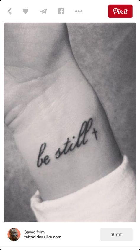 Wrist Tattoo Placement Ideas, Christian Wrist Tattoos, Inspirational Wrist Tattoos, Be Still Tattoo, Cross Tattoo Meaning, Cross Tattoo On Wrist, Scripture Tattoos, Interesting Tattoos, Cute Tattoos On Wrist